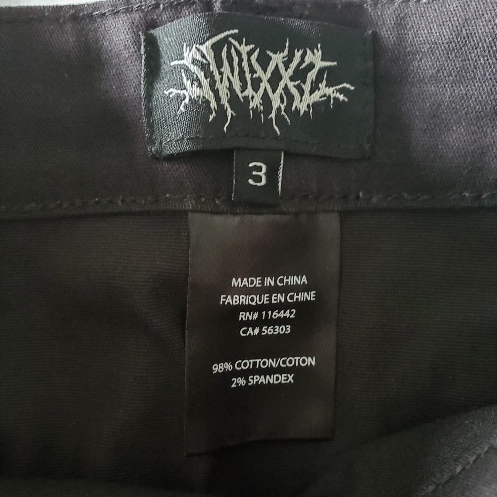 SWIXXZ Rustic Metal Black Cargo Skirt Graphic Print Chain Button Choose Size - Picture 9 of 12